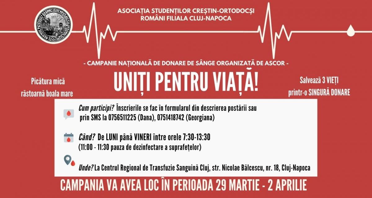 Uniți pentru viață – salvează 3 vieți cu o singură donare de sânge!